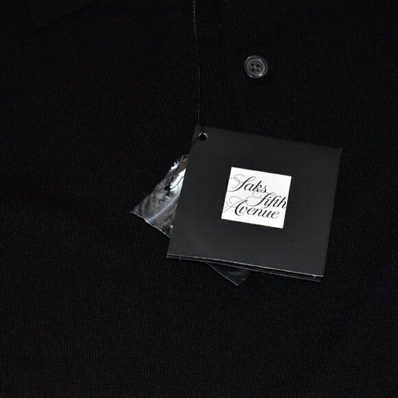 Saks Fifth Avenue Australian Extra Fine Wool Long Sleeve  Black Sweater Size L - Picture 11 of 13